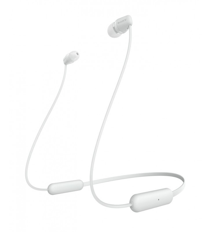 Sony wi-c200 căști fără fir în ureche, bandă gât calls/music bluetooth alb