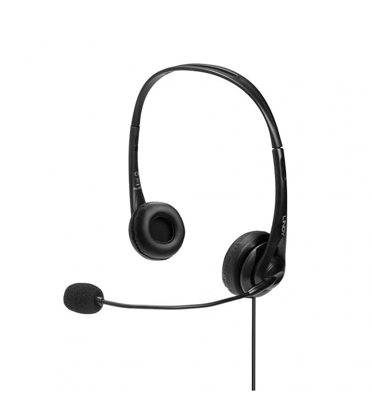Lindy 42870 cască audio & cască cu microfon căști prin cablu bandă de fixare pe cap calls/music usb tip-a negru