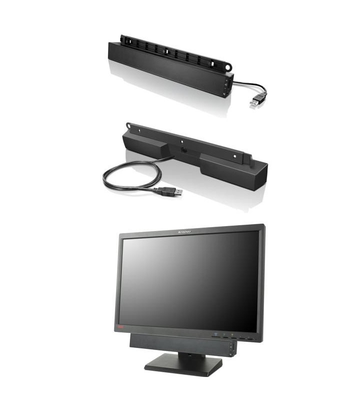 Lenovo usb soundbar negru 2.0 canale 2,5 w