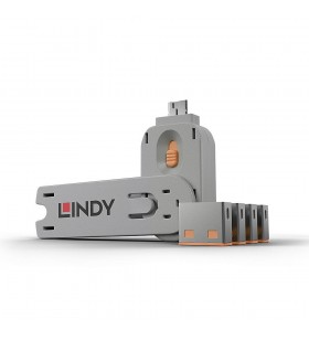 Lindy 40453 cheie port port blocker + key usb tip-a portocală acrilonitril-butadien-stiren (abs) 5 buc.