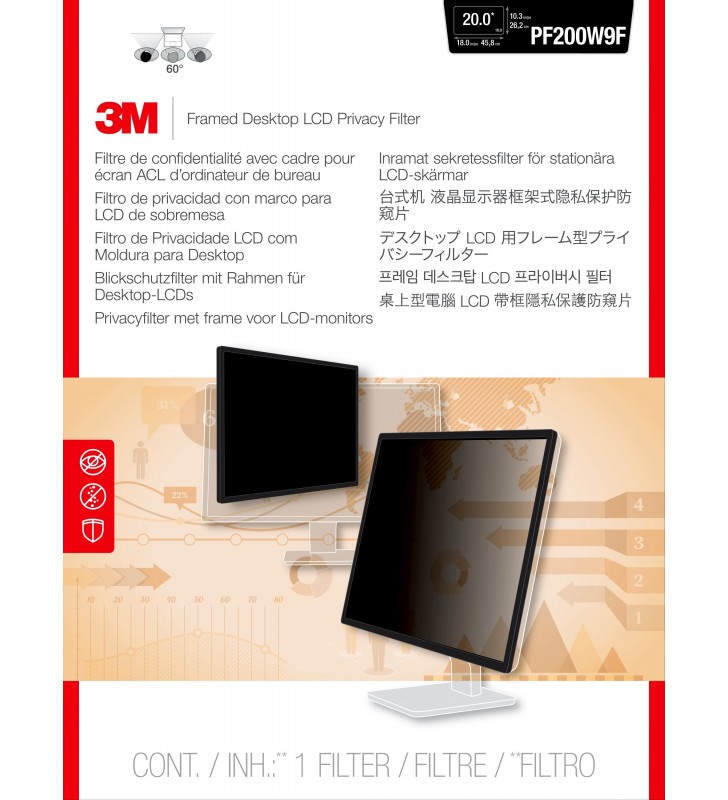 3m 7100097750 filtre de protecție pentru monitor cadru film protecție ecran 50,8 cm (20")