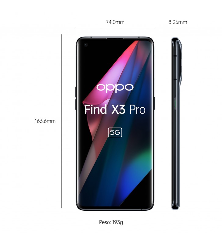 Oppo find x3 pro 17 cm (6.7") dual sim android 11 5g usb tip-c 12 giga bites 256 giga bites 4500 mah negru