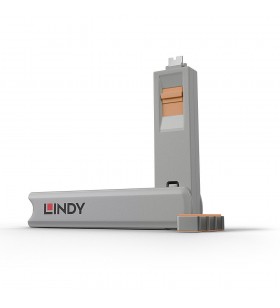 Lindy 40428 cheie port cheie dispozitiv blocare porturi usb tip-c gri, portocală 4 buc.