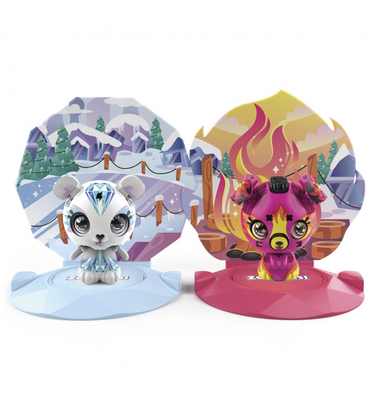 Zoobles icy polar bear and firey puppy 2-pack
