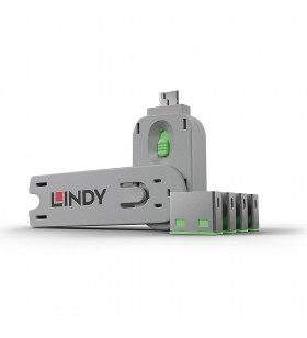Lindy 40451 cheie port port blocker + key usb tip-a verde acrilonitril-butadien-stiren (abs) 5 buc.