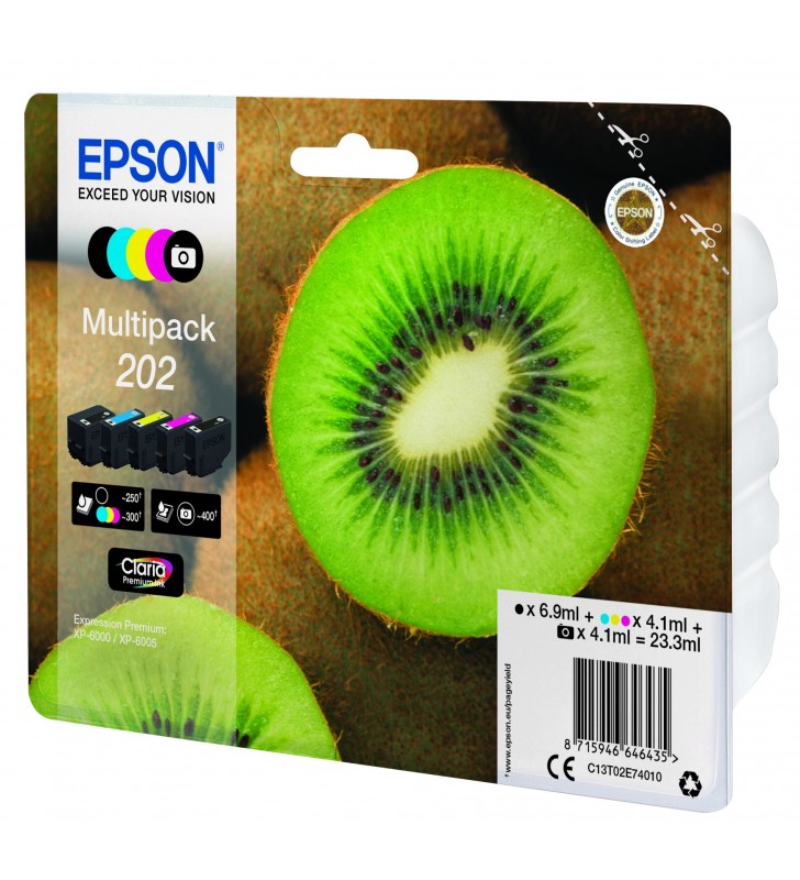 Epson kiwi 202 cartușe cu cerneală 1 buc. original productivitate standard negru, negru foto, cyan, magenta, galben