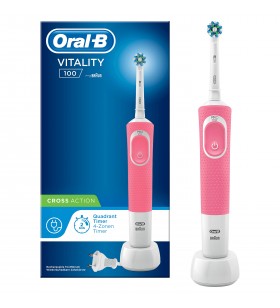 Oral-B Vitality 100 Hangable Box Adult Periuță de dinți rotativă-oscilantă Alb, Roz