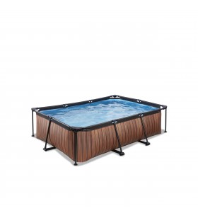 Exit wood pool 220x150x65cm with filter pump - brown piscină cadru dreptunghiulară 1800 l maro