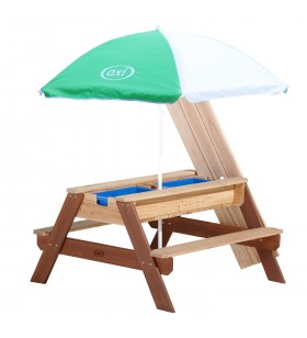 Axi nick sand & water picnic table brown with umbrella masă pentru nisip și apă