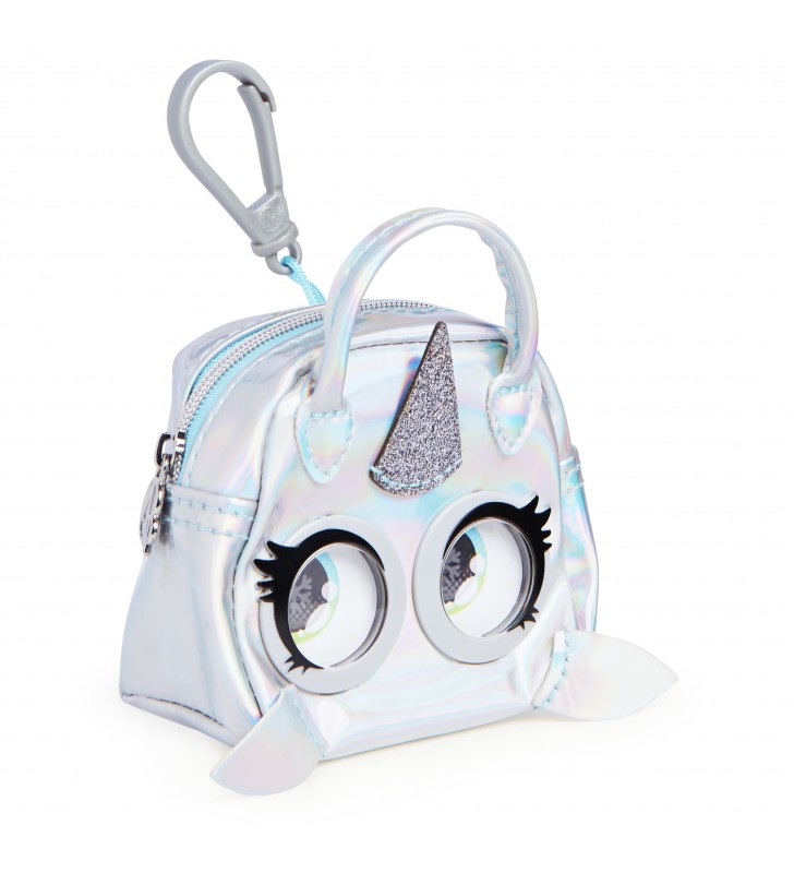 Purse pets micros, narwow narwhal stylish small purse with eye roll feature argint băiat/fată geantă de mână