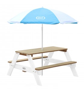 Axi nick picnic table brown/white - umbrella blue/white
