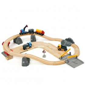 Brio  world roads & rails set de încărcare cu piatră, cale ferată
