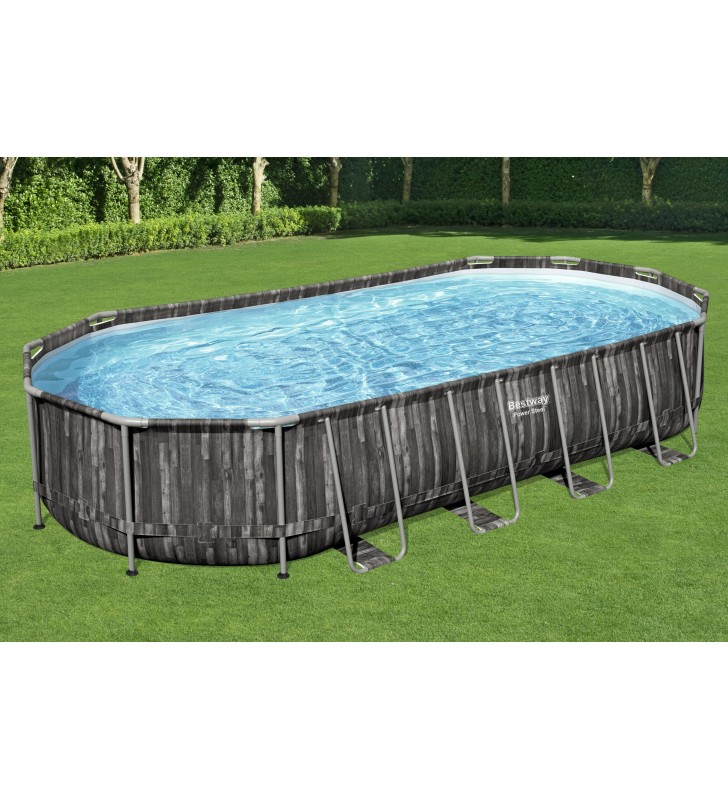 Bestway 5611t piscine supraterane piscină cadru ovală 25495 l lemn