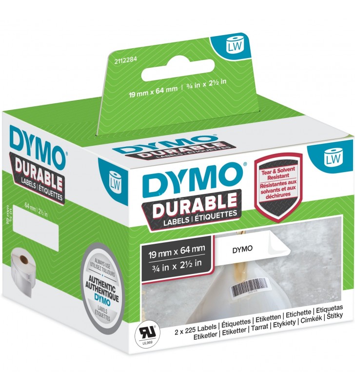 Dymo  labelwriter etichete originale de înaltă performanță 19x64mm, 2 role cu 450 de etichete fiecare