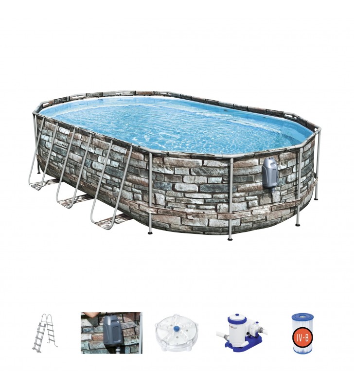 Bestway power steel 56719 piscine supraterane piscină cadru ovală 20241 l multicolor