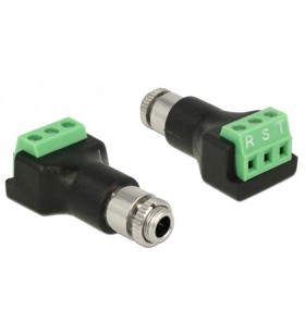 Bloc terminal delock  3 pini - mufa jack de 3,5 mm, adaptor (negru/verde, pentru instalare)