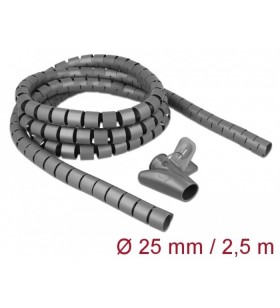 Furtun spiralat delock  cu instrument de introducere 2,5 mx 25 mm, furtun cablu (gri) m x 25 mm, kabelschlauch