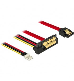 Cablu adaptor delock  sata 7pin + floppy 4pin - mufa sata 22pin (negru/roșu, 30 cm, conector cu 22 pini înclinat)