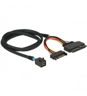Cablu adaptor delock  sff-8643 - u.2 sff-8639 + conector de alimentare sata (negru, 75 cm)