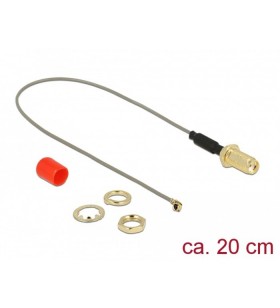 Cablu antenă delock  sma (priză pentru instalare) - mhf (priză), adaptor (gri/auriu, 20 cm)