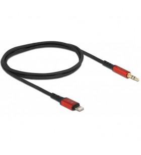 Cablu audio delock  8pin mufă lightning - mufă jack 3,5mm 3pini (negru/rosu, 50 cm)