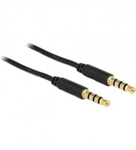 Cablu audio delock  mufă 3,5 mm 4 pini - 3,5 mm mufă 4 pini (negru, 3 metri)