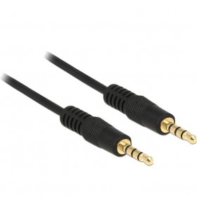 Cablu audio delock  mufă 3,5 mm 4 pini - 3,5 mm mufă 4 pini (negru, 50 cm)