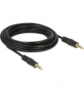 Cablu audio delock  mufă 3,5 mm 4 pini - 3,5 mm mufă 4 pini (negru, 5 metri)