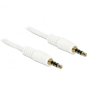 Cablu audio delock  mufă 3,5 mm 4 pini - 3,5 mm mufă 4 pini (alb, 3 metri)