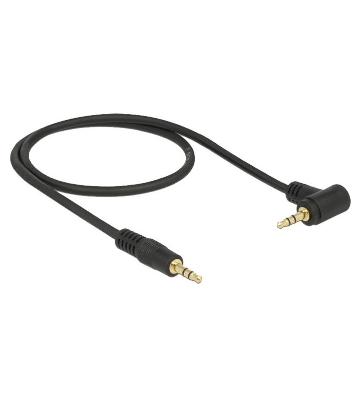 Cablu audio delock  mufă mufă de 3,5 mm - mufă de 3,5 mm (negru, 50 cm, înclinat)