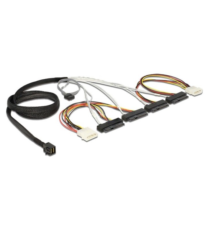 Cablu adaptor delock  mini-sas hd - 4x sas (negru, 1 metru)