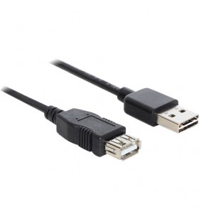Mufă delock  easy usb 2.0 a - mufa usb 2.0 a, cablu prelungitor (negru, 5m, mufa usb-a poate fi folosită pe ambele părți)