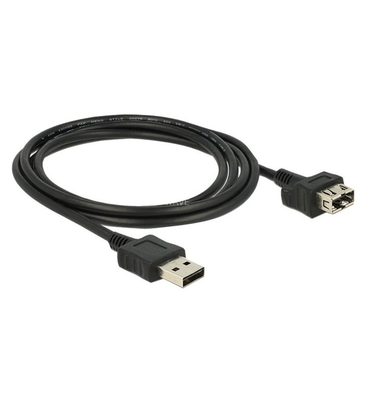 Cablu delock  mufă usb 2.0 a - mufă usb 2.0 a, cablu prelungitor (negru, 2m, conectabil pe ambele părți, shapecable)