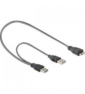 Cablu delock  usb 3.0-a la usb 3.0 b + usb 2.0-a, adaptor (negru, 60 cm)