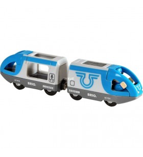 Vehicul de jucărie cu trenul de pasageri albastru brio  world (albastru/gri, locomotivă cu baterie)