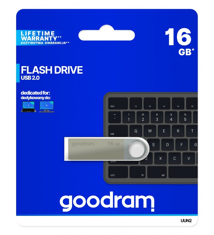 Goodram uun2 memorii flash usb 16 giga bites usb tip-a 2.0 argint