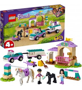 Jucărie de construcție lego  friends paddock și remorcă pentru cai 41441 (jucărie de la 4 ani pentru fete și băieți cu grajd și cai)