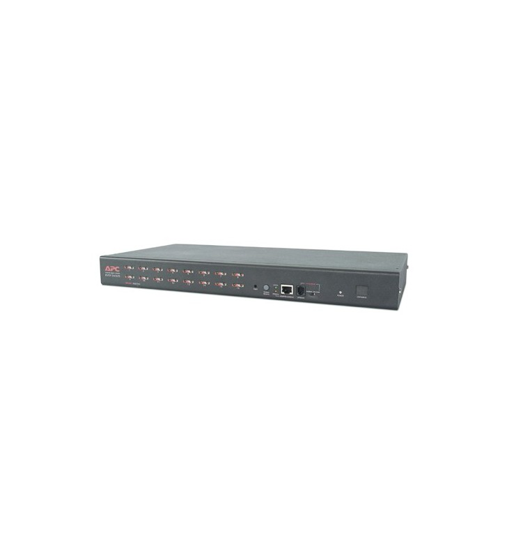 Apc 16 port multi-platform analog kvm switch-uri pentru tastatură, mouse și monitor (kvm) raft pentru montat echipamente negru