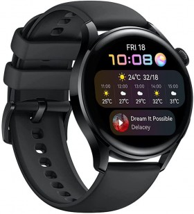 Smartwatch huawei watch 3 active 46mm stainless steel & black fluoroelastomer strap
