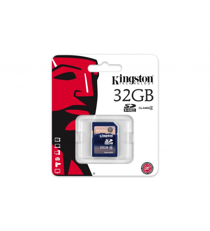 Kingston technology 32gb sdhc card memorii flash 32 giga bites clasa 4