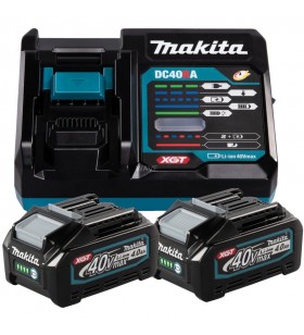 Kit sursa de alimentare makita  li 40v 4.0ah, set (negru/albastru, 2x baterie bl4040, 1x încărcător rapid dc40ra)