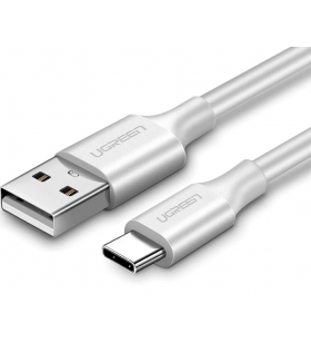 Cablu alimentare si date ugreen, "us287", fast charging data cable pt. smartphone, usb la usb type-c 3a, nickel plating, pvc, 0.5m, alb "60120" (include tv 0.06 lei) - 6957303861200