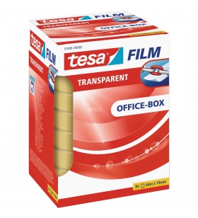 Tesa  tesafilm transparent, 8 role, 19mm, cutie office, banda adeziva (transparent, 66 metri)