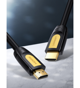 Cablu video ugreen, "hd101" hdmi (t) la hdmi (t), rezolutie maxima 4k uhd (3840 x 2160) la 60 hz, round cable, conectori auriti, 3m, galben + negru "10130" (include tv 0.15 lei) - 6957303811304
