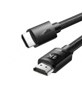 Cablu video ugreen, "hd119" hdmi (t) la hdmi (t), rezolutie maxima 4k uhd (3840 x 2160) la 60 hz, braided, 3m, negru "40102" (include tv 0.15 lei) - 6957303841028