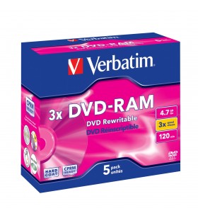 Verbatim dvd-ram 3x 4,7 giga bites 5 buc.
