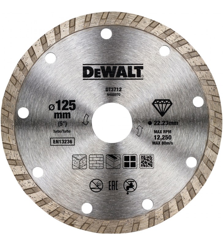 Disc de tăiere diamantat dewalt dt3712 (125 mm)