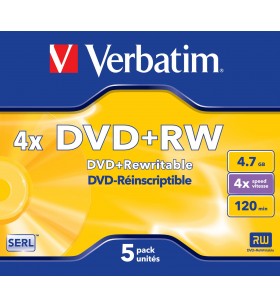 Verbatim dvd+rw matt silver 4,7 giga bites 5 buc.