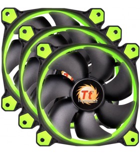 Pachet thermaltake  riing 12 led verde cu 3 ventilatoare, ventilator carcasă (verde)