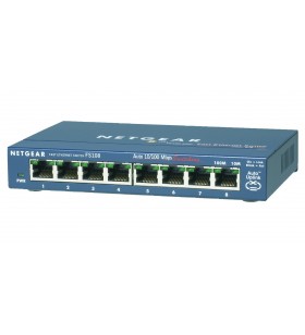 8-port fe switch metal/terminal fanless ext power supp in